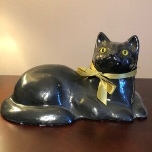Vintage Chalkware Black Cat MCM